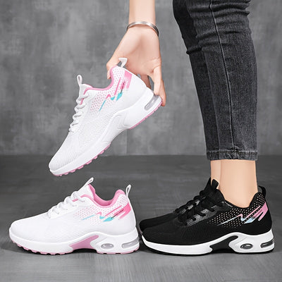 Women's lightweight and breathable knitted sports shoes with air cushion, made of soft and highly elastic fabric, comfortable for casual outdoor wear in all seasons. Women's sports shoes are suitable for wearing in all four s