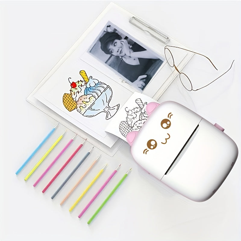 Photo Printer Smart Label Printer Mini Multi-function Portable Photo Printer Sticky Notes Note Code Text List Thermal Printer Ink-free Printer Small Mobile Phone Photo Album Printer