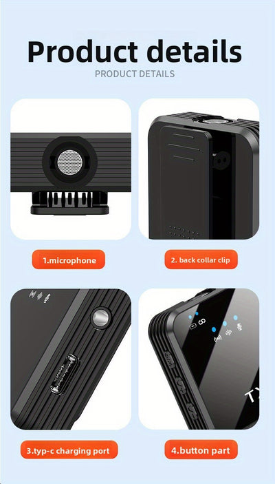 Wireless Lavalier Microphone, Intelligent Noise Reduction, Omnidirectional Capacitive, with Windproof Ball, 2-In-1 Wireless Lavalier Microphone for Recording Content, Live Streaming, Interviews, Song Recording, Video Podcasts