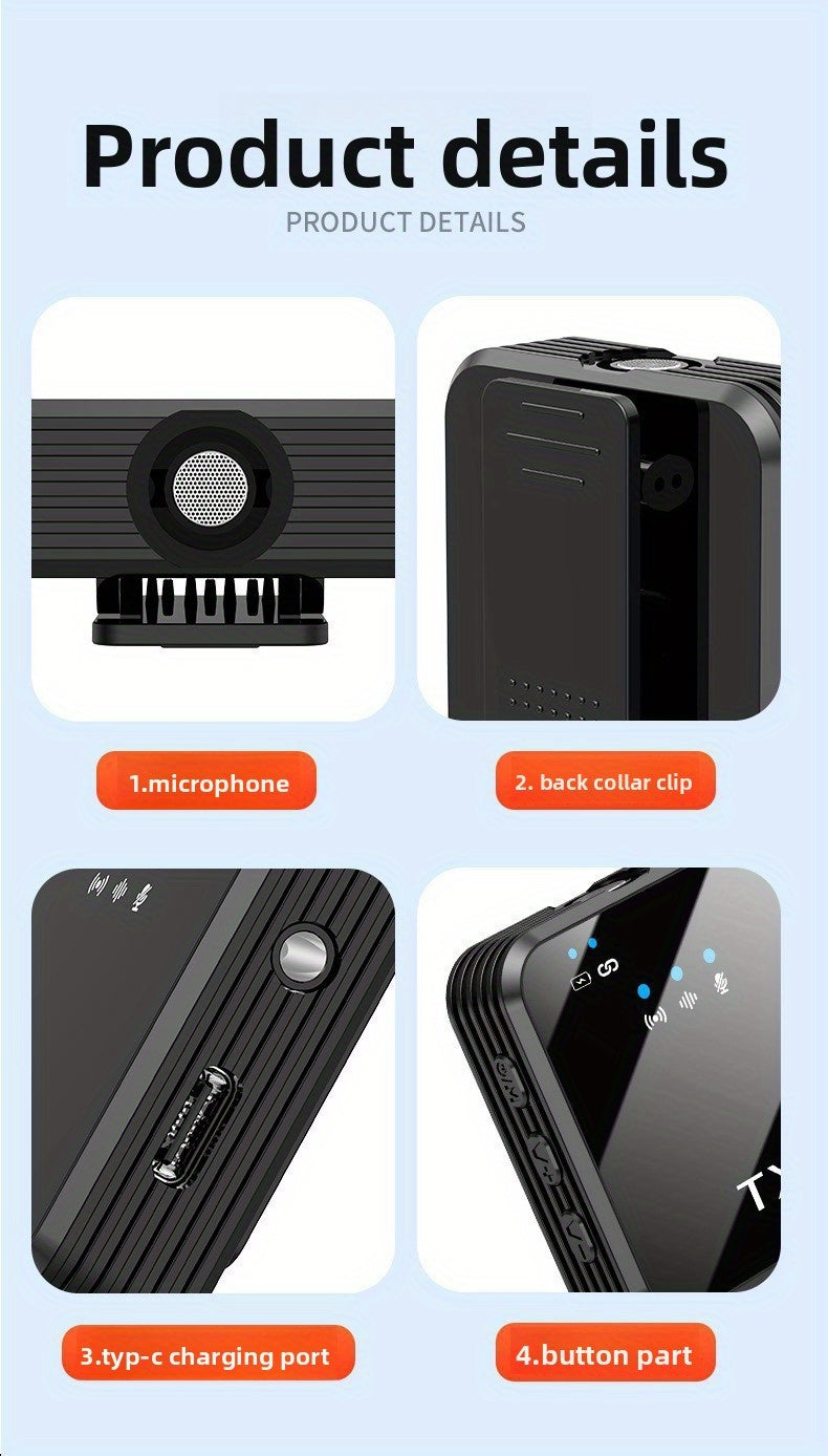 Wireless Lavalier Microphone, Intelligent Noise Reduction, Omnidirectional Capacitive, with Windproof Ball, 2-In-1 Wireless Lavalier Microphone for Recording Content, Live Streaming, Interviews, Song Recording, Video Podcasts