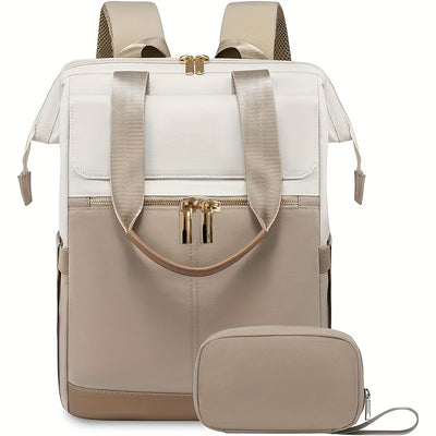 Stylish Women'S Convertible Laptop Backpack - Soft Shell Nylon, Multiple Compartments, Zipper Closure, Ideal for School, Travel & Leisure, Available in Gray, Pink, Blue, Red, Black, Backpack for School