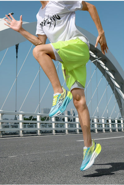 XPD Men's & Women's Lightweight Breathable Running Shoes - Neon Green/Blue/Grey Sneakers with Cushioned Arch Support, Non-Slip MD Sole & Low-Top Design for Gym, Jogging, Training - All-Season Sneakers for Men & Women - Stylis