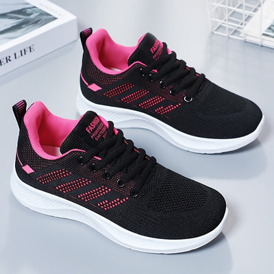 Women's Breathable Mesh Sneakers, Casual Lace Up Outdoor Shoes, Comfortable Low Top Sport Shoes