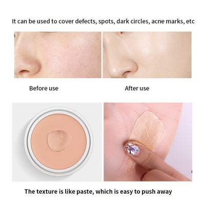كريم إخفاء العيوب بتغطية عالية بلونين، إخفاء الهالات السوداء وعلامات حب الشباب والنمش والبقع، كريم أساس سائل مقاوم للماء يدوم طويلًا، يحتوي على سكوالين نباتي