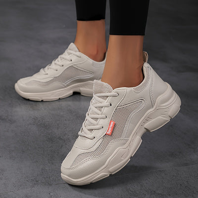Women's Breathable Mesh Sneakers, Casual Lace Up Outdoor Shoes, Comfortable Low Top Sport Shoes
