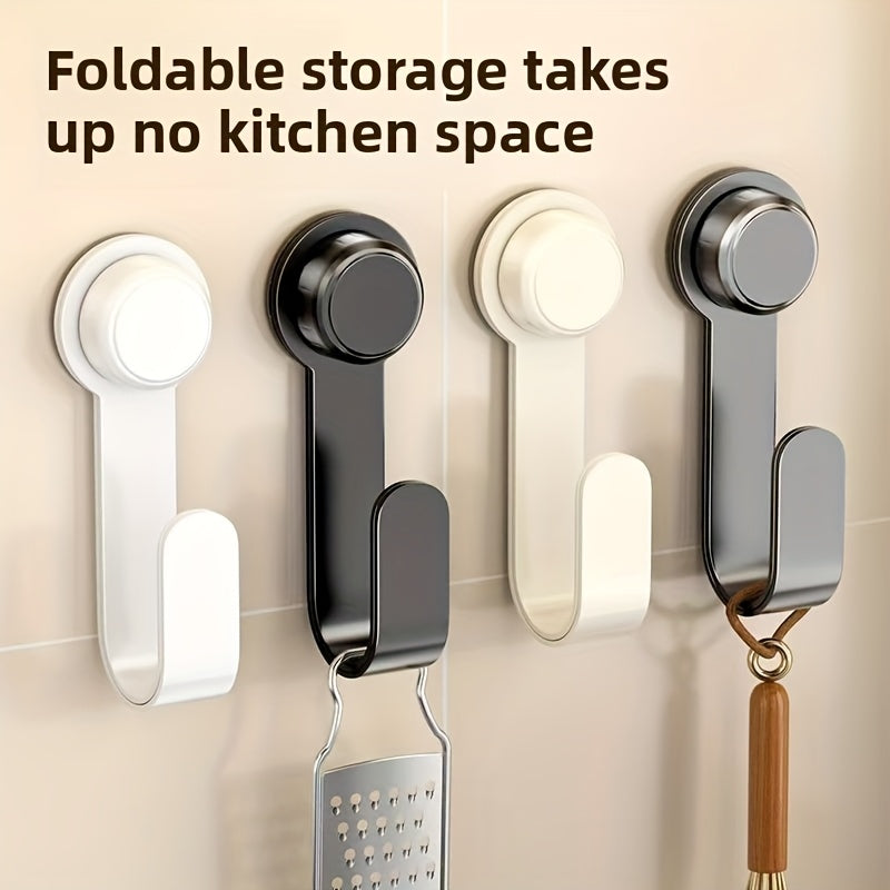 AnYabong Foldable Space-Saving Kitchen Organizer - Multi-Functional Hooks for Pot Lids, Cutting Boards & Utensils, Durable Metal with Super Absorption, Waterproof Design, Polished Finish (Black/White), Kitchen Organizers And