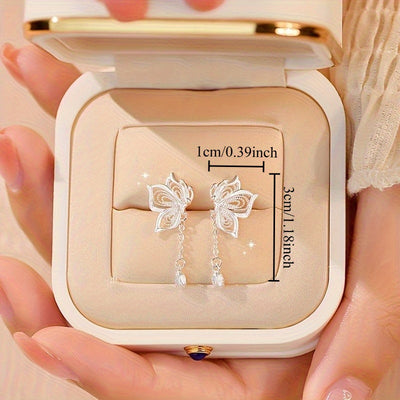 Pair of Elegant, Romantic Hollow Butterfly Tassel Earrings, Exquisite Craftsmanship, Quality Choice, Essential for Special Occasions and Dates, Adds a Touch of Elegance to Daily Wear, Perfect Gift for Valentine'S Day/Birthday