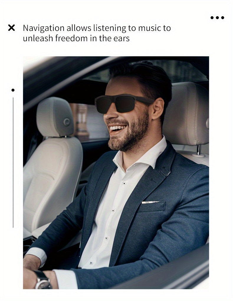 KOIPSSE Smart Glasses with Built-in Microphone, High-Resolution Audio, Waterproof IPX4, USB/Battery Powered, Rechargeable Lithium Polymer Battery, 120mAh, Wireless Connection, Outdoor Sports Glasses with HIFI Music Playback,