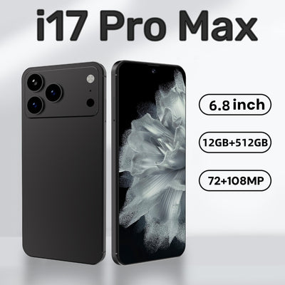 I17 Pro Max The global version of the smartphone, equipped with the Android 14 system, features a 6.8-inch high-definition screen, 12GB of RAM and 512GB of storage space, 72MP + 108MP cameras. It is a mobile smartphone.
