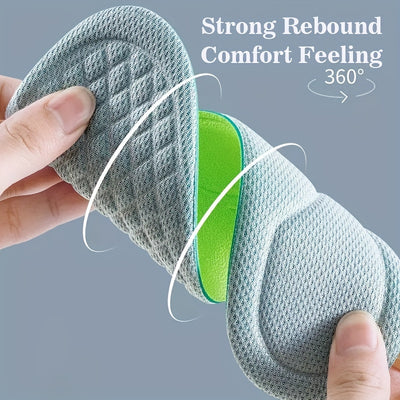 2pcs/1pair 5D Memory Sponge Men's and Women's Insoles, Super Comfortable and Breathable Insoles for Sports Shoes and Casual Running Accessories