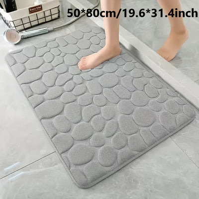 1pc Anti Slip Pebble Pattern Soft Absorbent Foot Pads for Bathroom, Bedroom & Kitchen - Absorbs water and reduces slipping