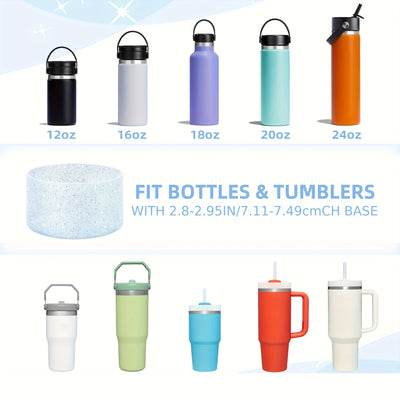 1pc Glitter Silicone Boot Cover Fitting for Sports Cups H2.0-40 Oz And Water Bottles 18-24 Oz And Simple Modern Glasses with 7.24-7.62cm Non-Slip Bottom Cover Bumper for Sports Cups And Sports Bottles