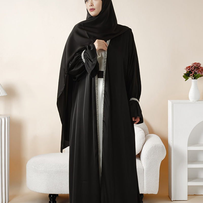 4pcs Set: Poet Sleeve Satin Abaya (MOA009) Eid al-Adha Abaya Muslim Women&