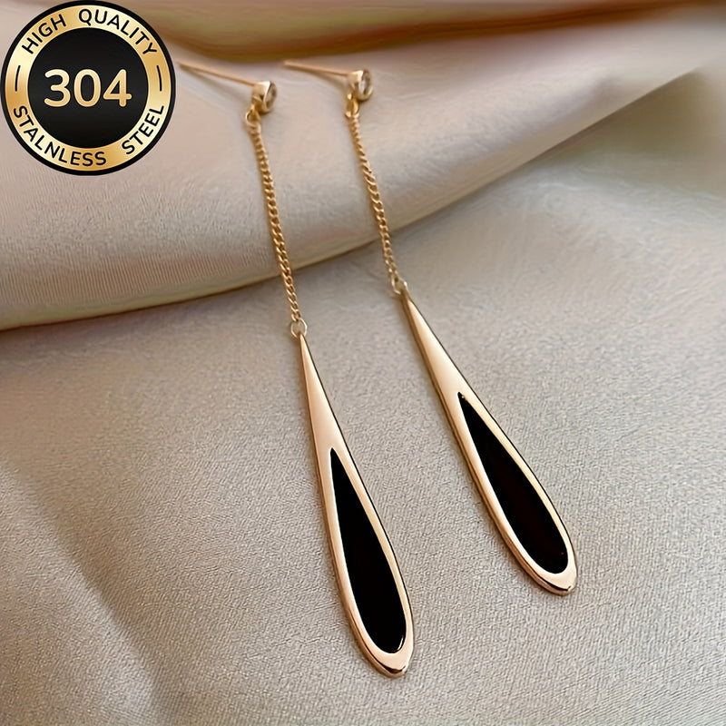 Hypoallergenic Stainless Steel Golden-Tone Teardrop Earrings, Fade-Resistant, Comfortable and Elegant, High-Quality Fashionable Women&