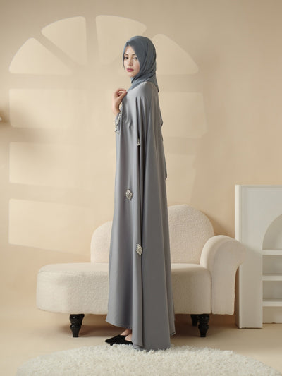Women'S Elegant Muslim Abaya - Heavy Rhinestone-Embellished Long Sleeve Shawl Robe with Batwing Sleeves & Floor-Length Design, Loose Fit Islamic Dress for Ramadan, Prayer, Daily Wear - Modest Muslim Clothing (MOA067), Abaya F