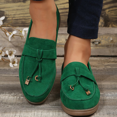 Women's Flat Shoes, Casual Slip On Outdoor Shoes, Comfy Walking Shoes With Solid Color Pendant