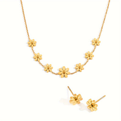 A Stylish 3pcs Jewelry Set Featuring a Delicate Daisy Design, Including a Necklace And Earrings, Perfect for Vacations, Parties, Everyday Wear, And Graduation Gifts.