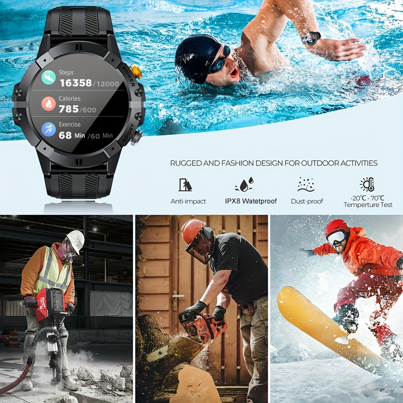 [Smart Watch] 1.52" Synwoo Smart Watch, Touchscreen Outdoor Sports Watch | 410mAh Battery, Pedometer, 100+ Exercise Modes, Camera Control, Weather Forecast, Swimming Mode, Black Strap, Outdoor Fitness Gear