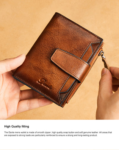 Vintage Men's Top Layer Cowhide Wallet RFID Anti-theft Card Holder Large Capacity 18 Card Slots Zipper Wallet Can Hold Coins Mobile Card Holder Can Hold Driver's License, 2 Large Banknote Slots