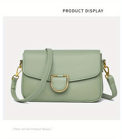 1pc Women's Top-Grain Cowhide Leather Crossbody Bag - Minimalist Square Design with Golden-Tone Hardware, Adjustable Strap & Zipper Closure, Beige/Tan/Black/Green - Casual Everyday Purse for Commuting, Work & Travel, Durable