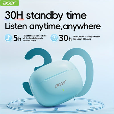 ACER OHR504 Wireless Headphone, Super Long Standby, Wireless Earphone Hi-Fi Stereo Sound, Smart Call Noise Cancellation, Gaming Mode Low Latency,  Comfortable Fit for Travel, Sports, Work, Study, Game, Multi-Device, Ideal Chr