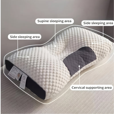 Buy 1 Get 1 Free, Total Of 2 Massage Neck Pillows Adjustable Ergonomic Orthopedic Contour Support, High-Quality Pillow Core with Removable Zippered Cover, All-Season Sleeping Comfort, Neck And Shoulder Massager, Modern Pillow