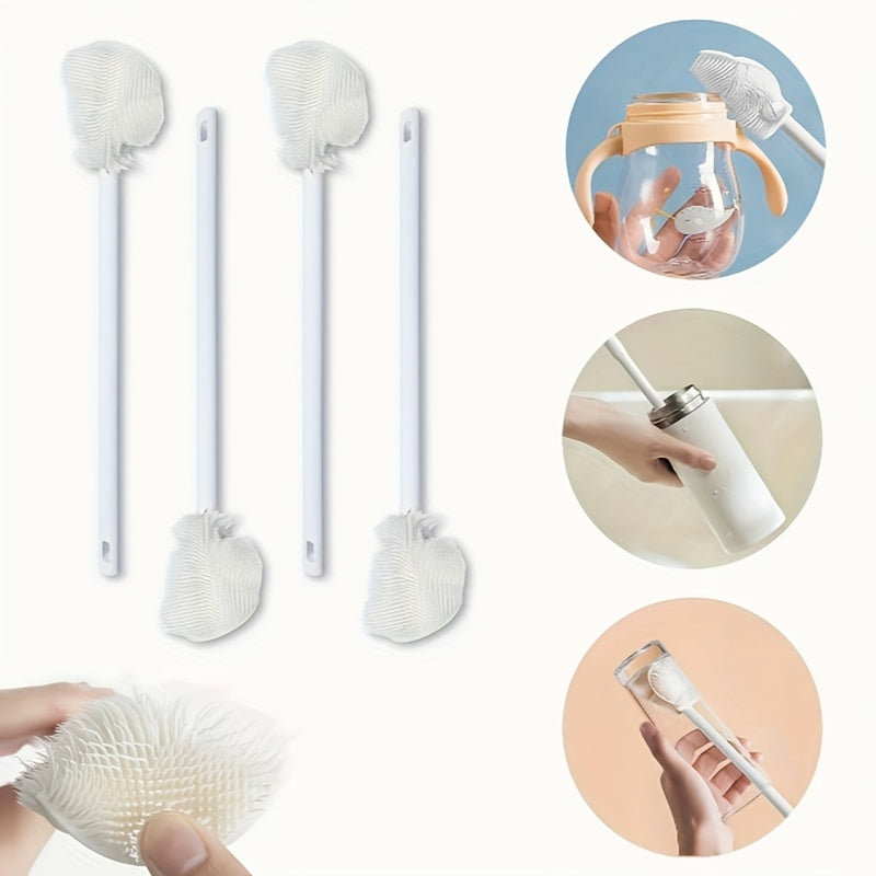 1pc 360° Silicone Cleaning Brush with Foldable Head & Long Handle - Reusable, Portable Scrubber for Bottles, Cups, Kitchen Surfaces - Durable Non-Scratch Design for Indoor/Outdoor Use, Versatile Cleaning Brush | Long Handle