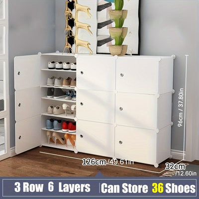 Expandable Shoe Rack with Doors - Portable Organizer for 8-60 Pairs of Shoes, Boots & Slippers - No Assembly Required