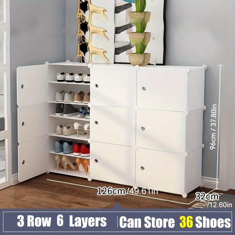 Expandable Shoe Rack with Doors - Portable Organizer for 8-60 Pairs of Shoes, Boots & Slippers - No Assembly Required