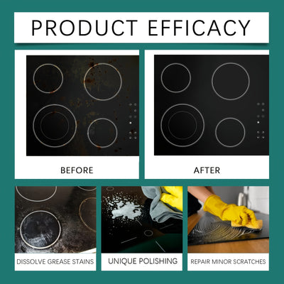 Glass Stovetop Cleaner Polishing Agent, Citric Acid Based, Residue Free, for Household Kitchen, Electric Ceramic Stovetop, Glass Cooktop, Induction Cooktop, Ceramic Hob, Electric Stovetop Panel