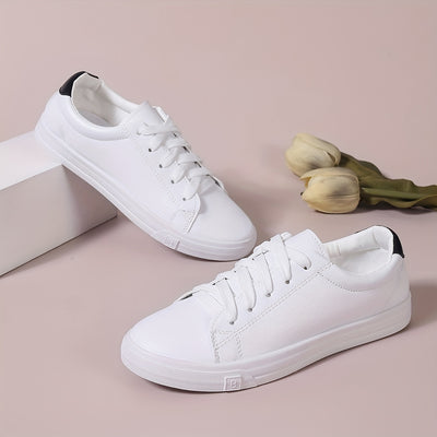 Women's Trendy Flat Sneakers, Casual Lace Up Outdoor Shoes, Comfortable Low Top Sport Shoes