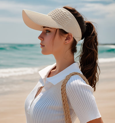 Breathable Women's Knitted Cap - Casual, Elastic, Sunshade Hat for Outdoor Sports & Sun Protection