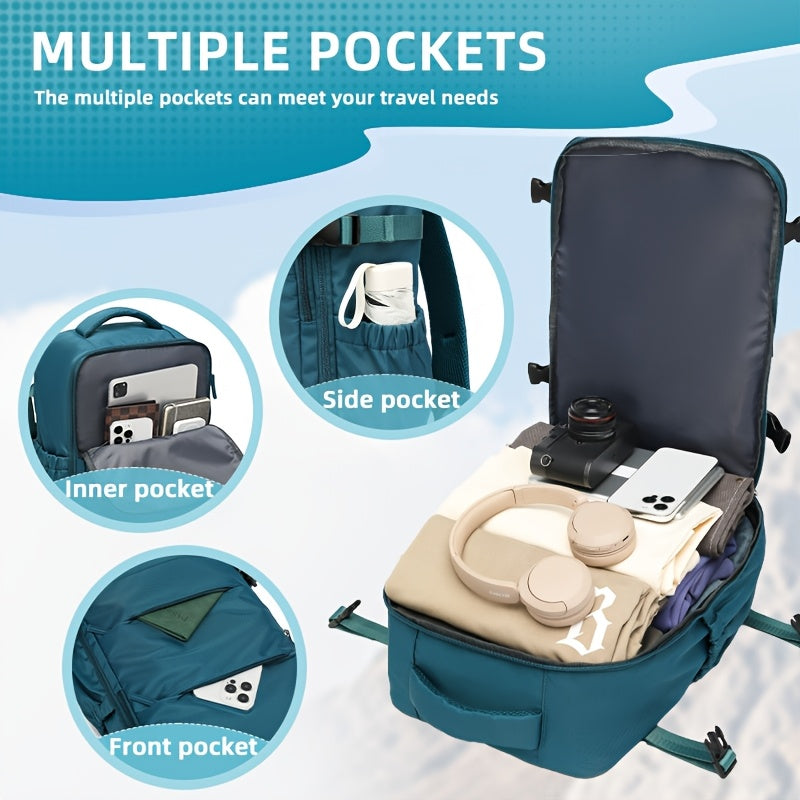 LONNKE Vacuum Compression Backpack - Airline Approved Carry-On (Fits in overhead bin), Heavy-Duty Compression Zipper, Spacious Travel & Business Backpack with Laptop Compartment, Water Bottle Pocket, Adjustable Shoulder Strap