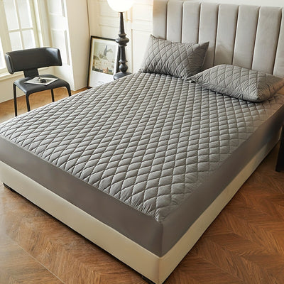 2/3pcs Set of Quilted Waterproof Bed Cover in Multiple Colors, Waterproof Mattress Protector, Bed Cover And Pillowcase Set, Non-Slip Full Coverage Bed Cover.