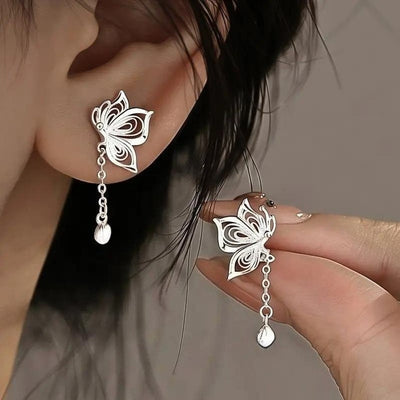 Pair of Elegant, Romantic Hollow Butterfly Tassel Earrings, Exquisite Craftsmanship, Quality Choice, Essential for Special Occasions and Dates, Adds a Touch of Elegance to Daily Wear, Perfect Gift for Valentine'S Day/Birthday