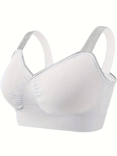 Middle Eastern Summer Thin Silvery Contrast High-End Bra Plus Size Breathable Women's Underwear Gathered Sports Lingerie with Extra Large Cups