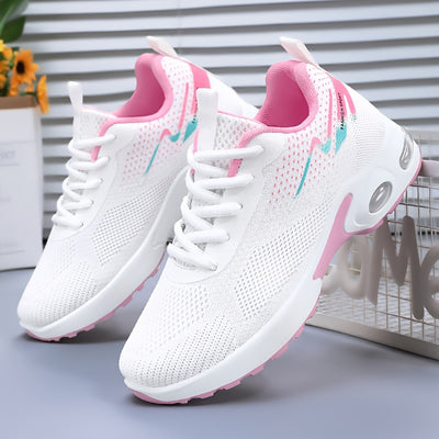 Women's lightweight and breathable knitted sports shoes with air cushion, made of soft and highly elastic fabric, comfortable for casual outdoor wear in all seasons. Women's sports shoes are suitable for wearing in all four s