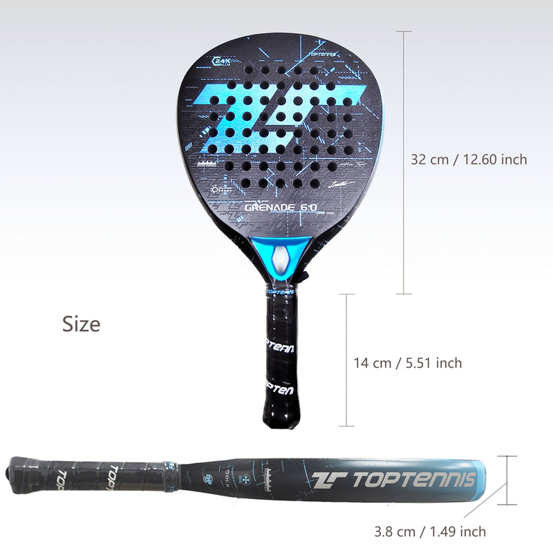 Ultra-Light High-Performance Carbon Fiber Tennis Racket - Blue, Beach & Paddleball Paddle with Ergonomic Handle for Enhanced Control and Power, Beach Paddleball Racket | Sleek Sports Racket | Durable Sports Equipment