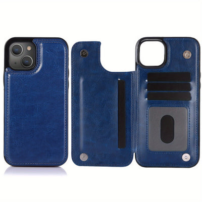 جراب iPhone قابل للطي من الجلد الصناعي عالي الجودة مع فتحات للبطاقات وحامل مقاوم للصدمات متوافق مع موديلات مختلفة بما في ذلك X XR XS Max 11 pro 12 pro 13 pro 14 15 16 SE 6 7 8 plus