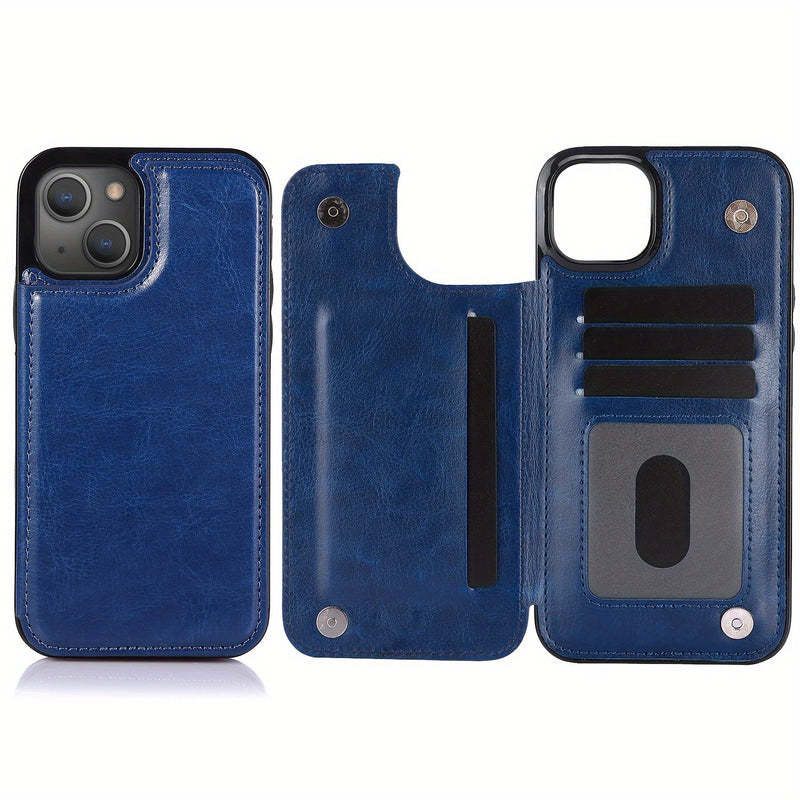 جراب iPhone قابل للطي من الجلد الصناعي عالي الجودة مع فتحات للبطاقات وحامل مقاوم للصدمات متوافق مع موديلات مختلفة بما في ذلك X XR XS Max 11 pro 12 pro 13 pro 14 15 16 SE 6 7 8 plus