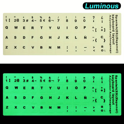 1pc Glow-in-the-Dark Keyboard Sticker for Mechanical Keyboards - Russian, Spanish, French, English - PE Material, Easy to Apply & Remove, Adapts to Multi-Language Typing Needs, Keyboard Customization|Glowinthedark Sticker|Dur