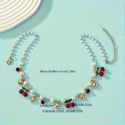 1pc Summer Fresh Sweet Heart-Shaped Faux Imitation Pearl Pendant Necklace, Unique Faux Imitation Pearl Heart Bead Chain, Holiday Gift, Exquisite Present for Friends