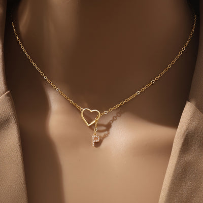 Personalized Letter Pendant Necklace with zirconia Heart Charm, A-Z Initials, Copper Chain, Versatile for Party And Vacation - Elegant Jewelry Gift for Women And Teen Girls