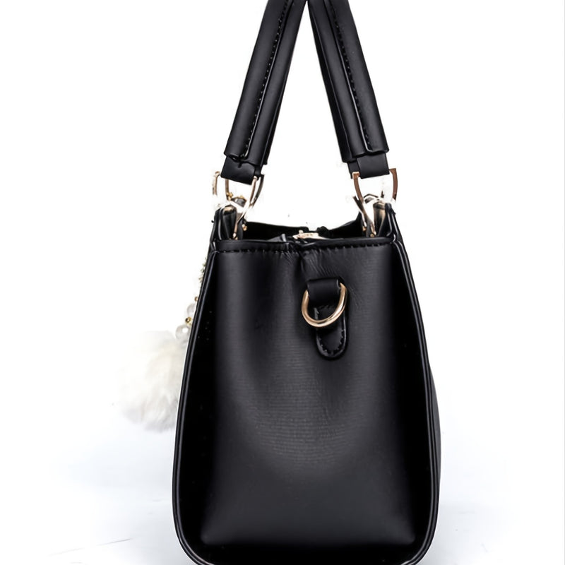 حقيبة ساتشل مزينة بأحرف، محفظة أنيقة بمقبض علوي، حقيبة كتف كبيرة الحجم للمكتب والعمل