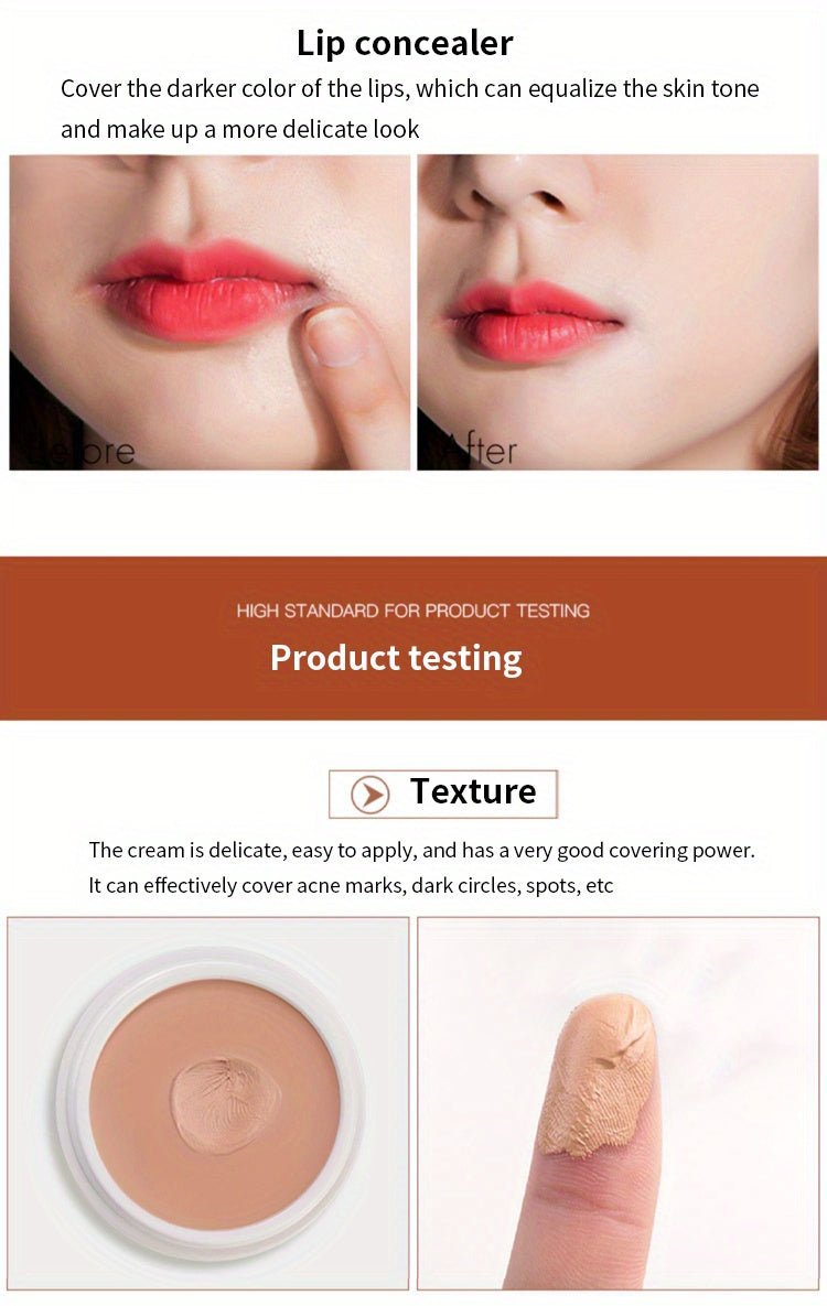 كريم إخفاء العيوب بتغطية عالية بلونين، إخفاء الهالات السوداء وعلامات حب الشباب والنمش والبقع، كريم أساس سائل مقاوم للماء يدوم طويلًا، يحتوي على سكوالين نباتي