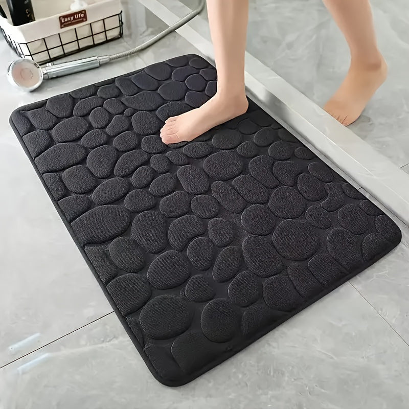 1pc Anti Slip Pebble Pattern Soft Absorbent Foot Pads for Bathroom, Bedroom & Kitchen - Absorbs water and reduces slipping