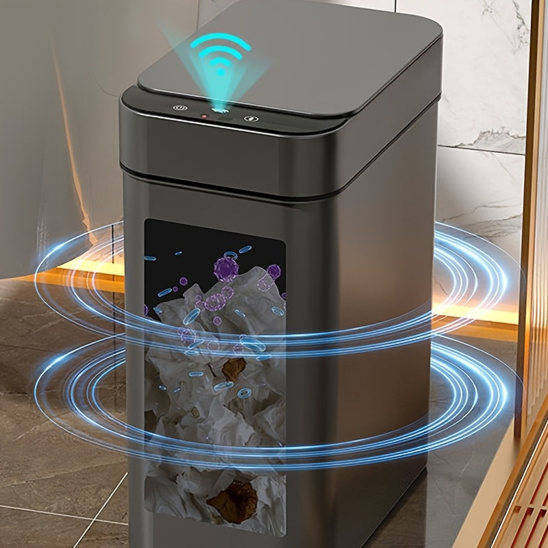 Automatic Trash Can, Smart Toilet Trash Bin, 2pcs/1pc Smart Sensor Trash Can, Black Gray White Household Trash Can, 11L/2.91 Gallon Motion Sensor Trash Bin for Kitchen and Office, Plastic Waste Paper Box with Smart Sensor Sui