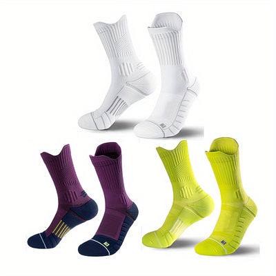 3 Pairs of Men'S Plus Size Thick Sports Socks for Autumn And Winter Warmth, Designed to Reduce Pressure, Shock And Prevent Slipping, Suitable for Basketball, Football, Running And Mountain Climbing