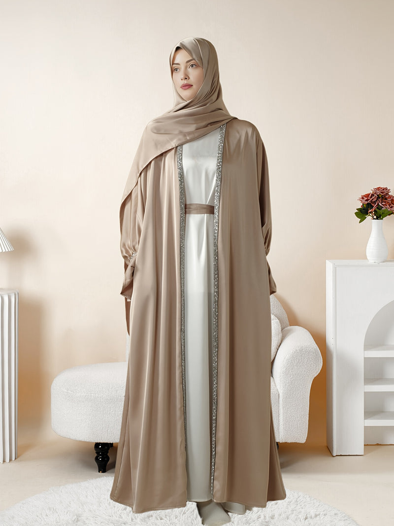4pcs Set: Poet Sleeve Satin Abaya (MOA009) Eid al-Adha Abaya Muslim Women&