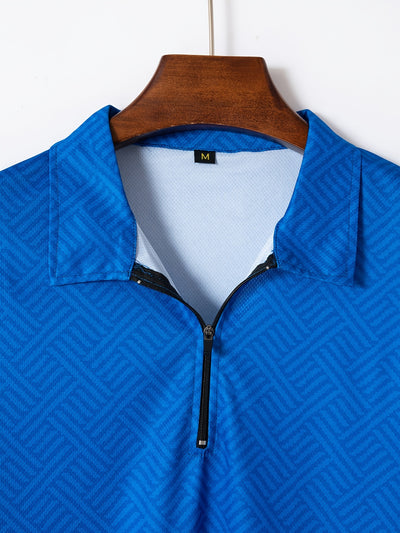 تي شيرت رجالي بأكمام قصيرة + شورت بدلة رياضية كاجوال باللون الأزرق